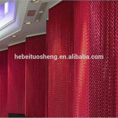 Red color metal mesh hotel room divider chain curtain